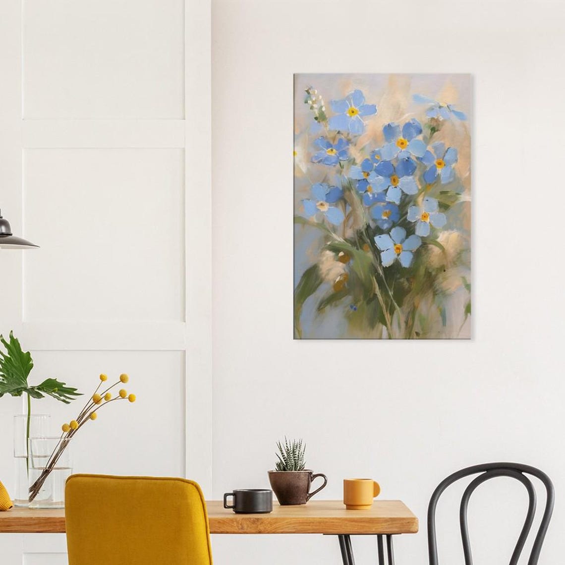 Forget Me Not Blue Flowers Soft Impressionist Floral Canvas Wall Print - Image 3