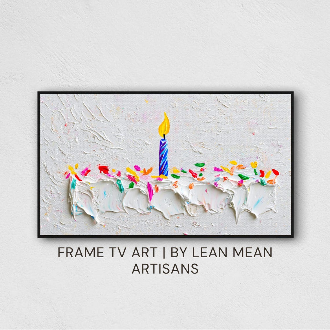 Birthday Cake Candle Textured Impasto Frosting Celebration Print