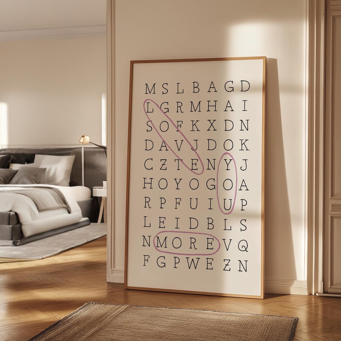 Love You More Word Search Puzzle Hidden Words Romantic Art Print