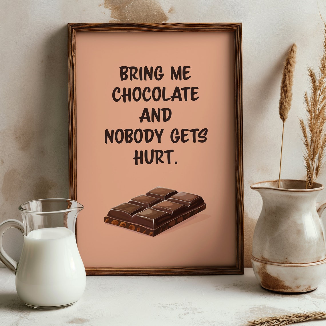 Bring Me Chocolate And Nobody Gets Hurt Funny Kitchen Quote Poster - Image 2