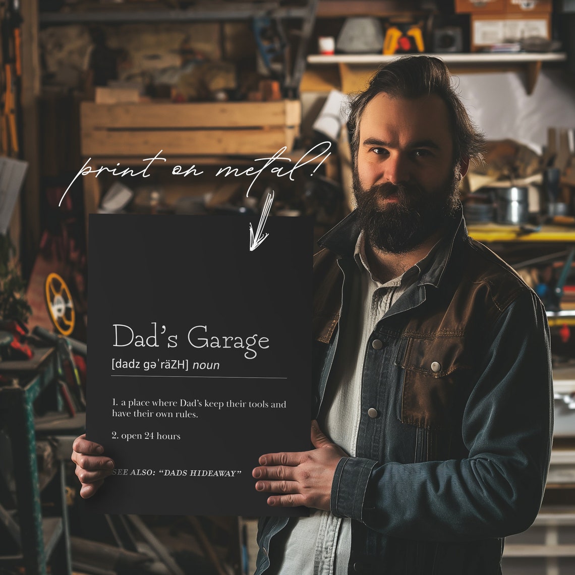 Dads Garage Definition Funny Fathers Day Dictionary Decor Poster - Image 3