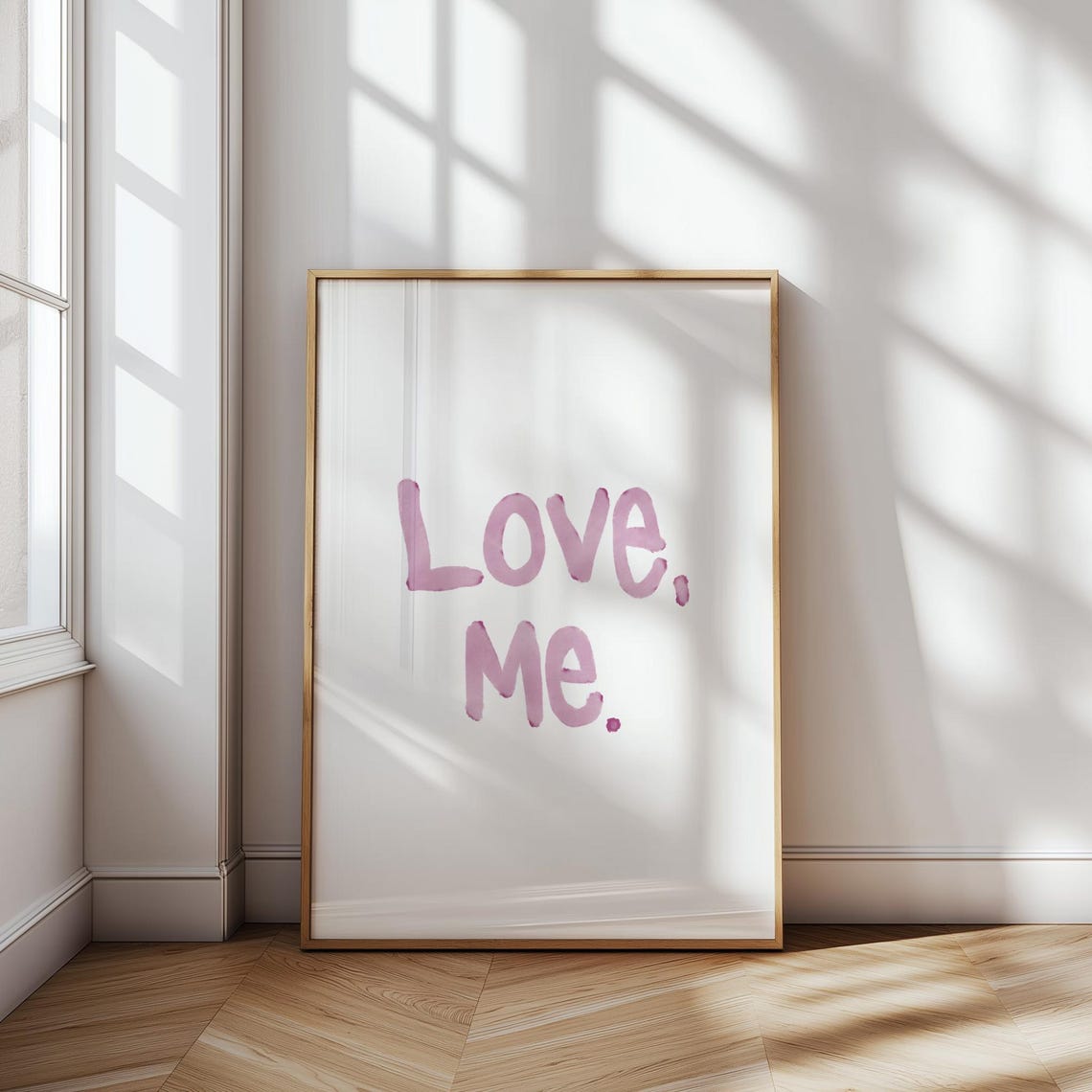 Love Me Pink Hand Lettered Minimalist Romantic Bedroom Poster - Image 3