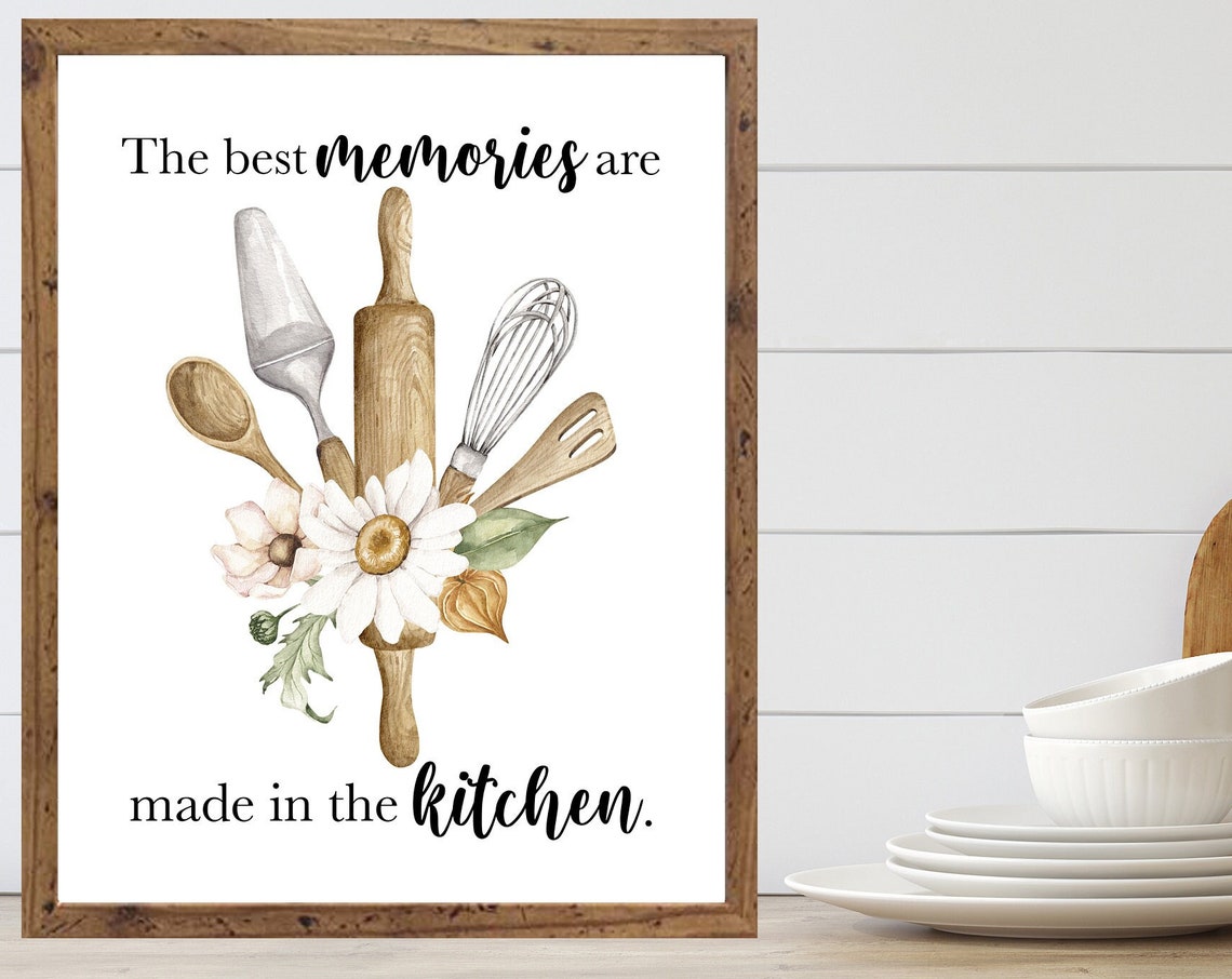 The Best Memories Are Made in the Kitchen Utensils Poster Decor