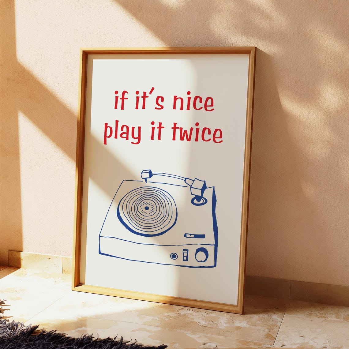 If Its Nice Play It Twice Red Quote Vinyl Turntable Music Print - Image 2