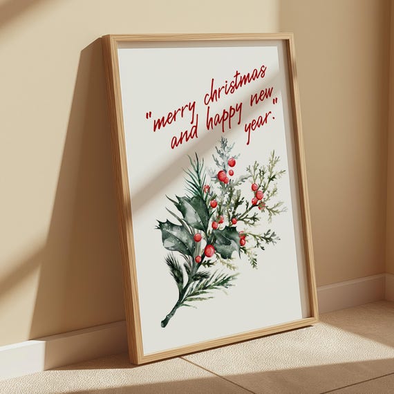 Merry Christmas And Happy New Year Art Print