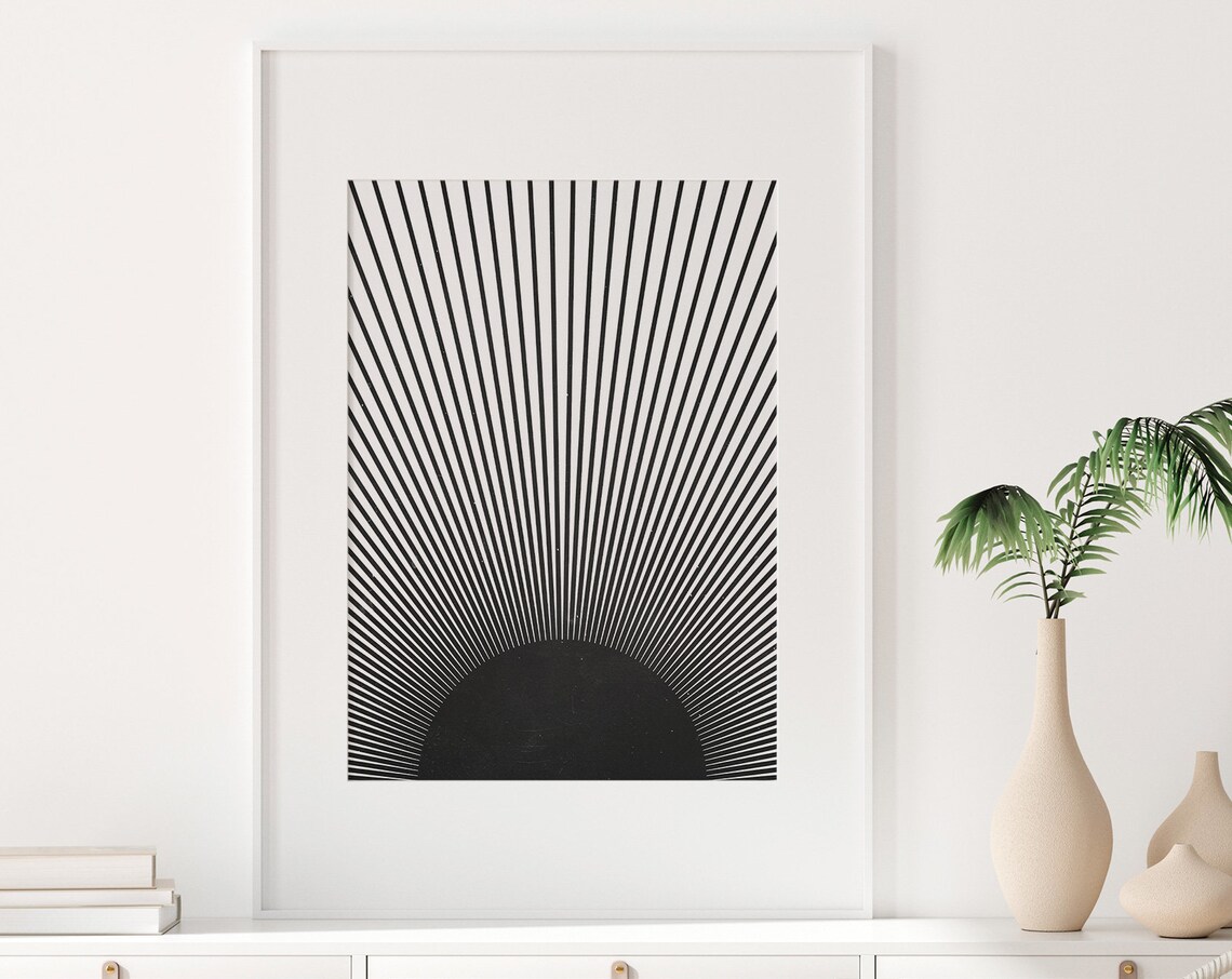 Abstract Sunburst Art Print, Mid Century Minimalist - Image 3