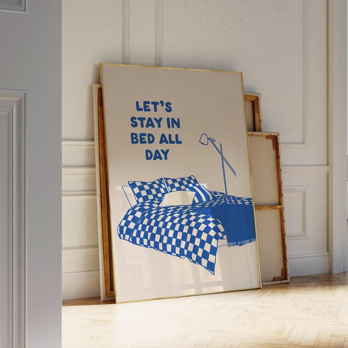 Let's Stay In Bed Retro Bedroom Art Print - Image 4