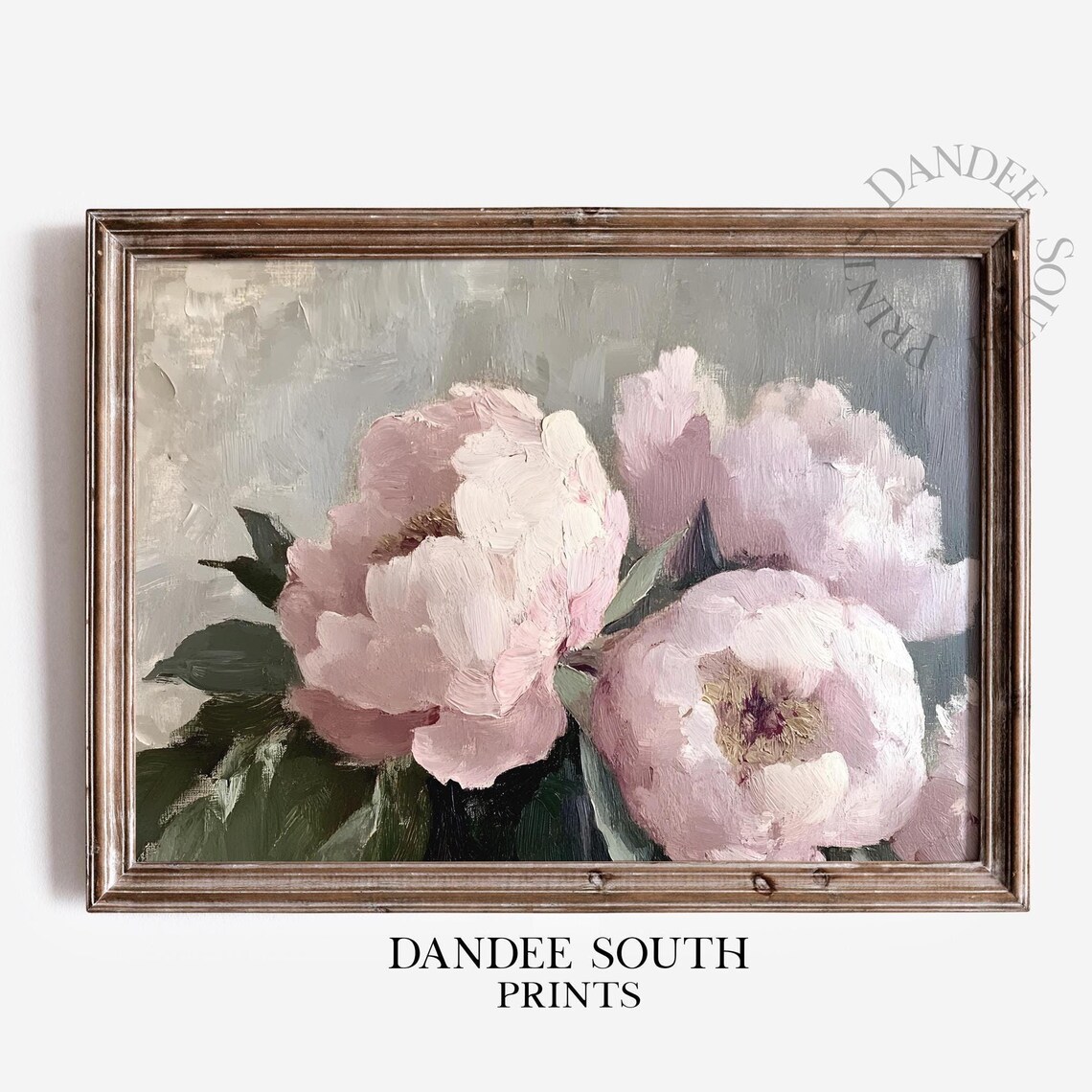 Blush Pink Peonies Vintage Oil Painting Floral Still Life Poster