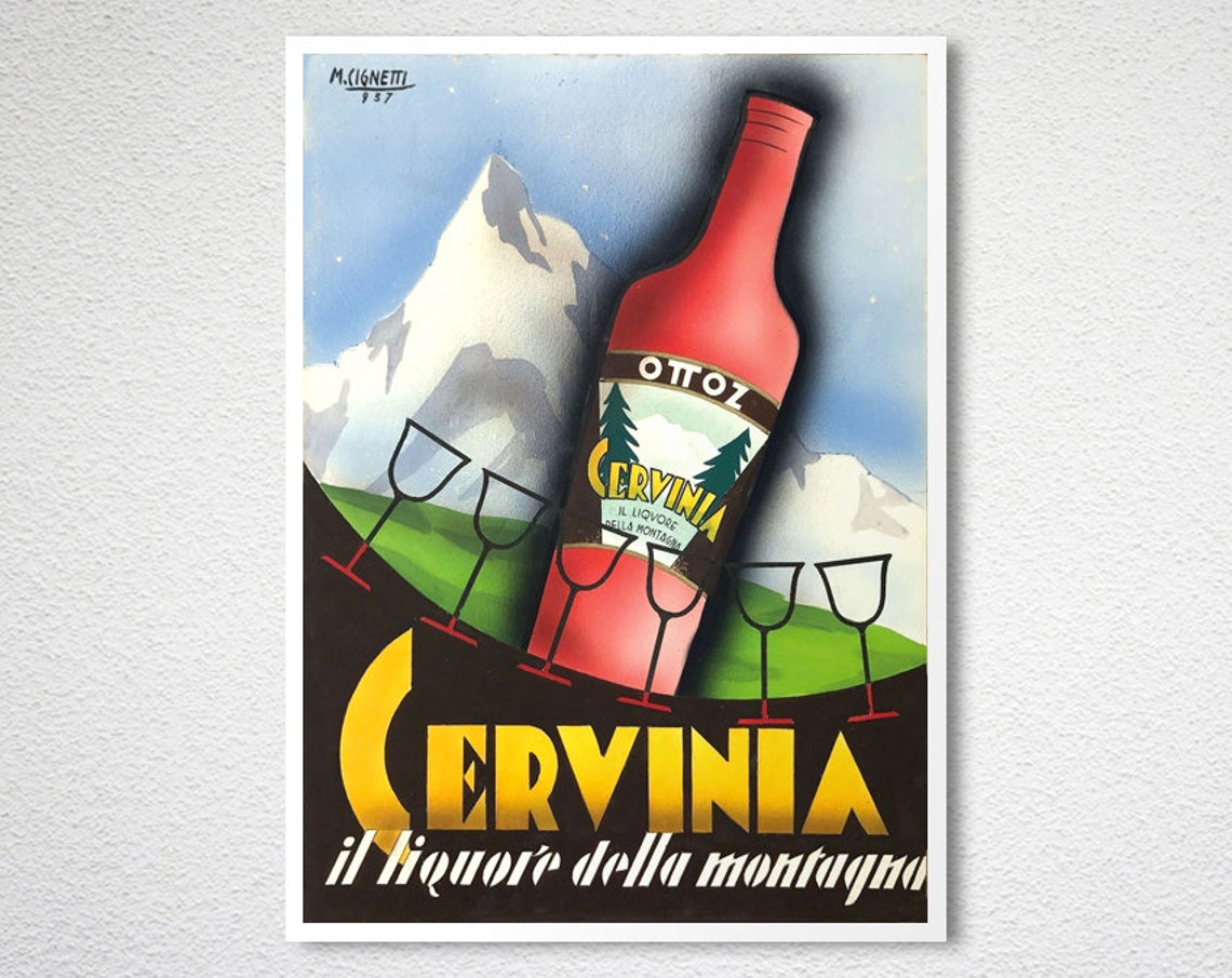 Cervinia Mountain Liqueur Vintage Italian Advertising Poster - Image 2