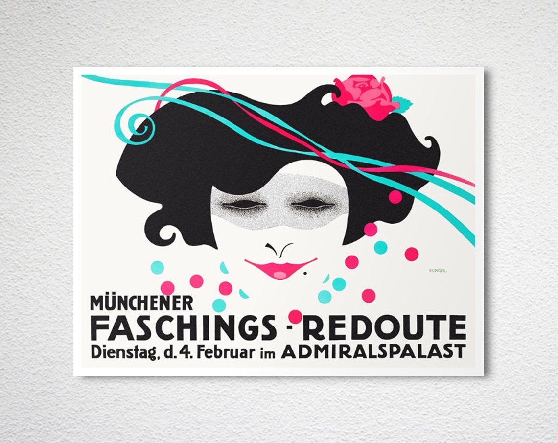 Munchener Faschings Redoute Admiralspalast Vintage Carnival Poster - Image 2