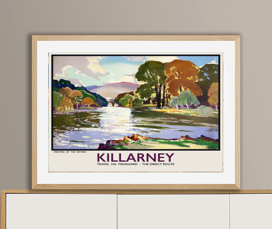 Killarney Travel Via Fishguard, Vintage Travel Poster - Image 2