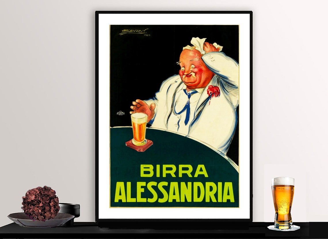 Birra Alessandria Vintage Fooddrink Poster Beer Lovers Beverages Art Cafe Decor