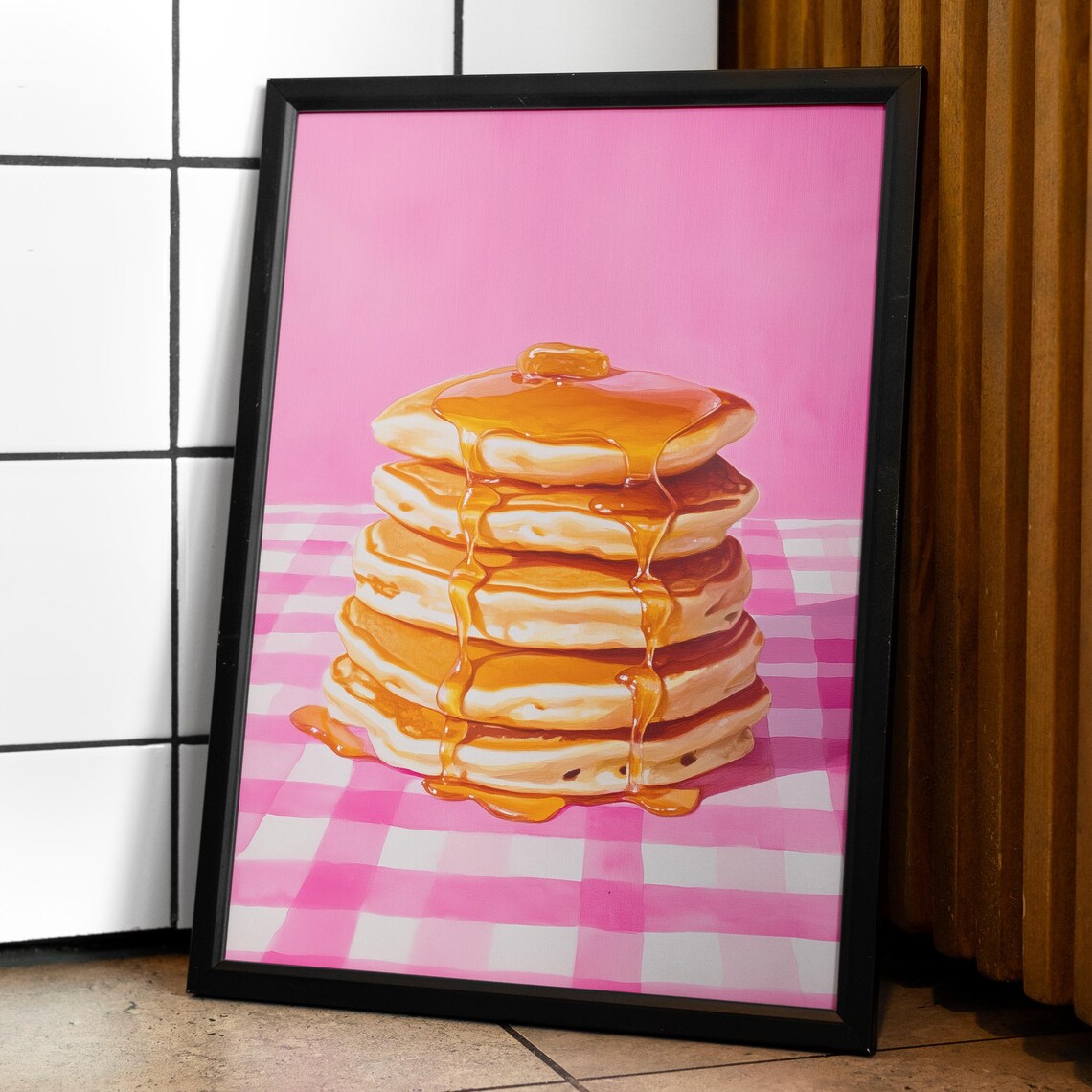 Pink Pancakes Art Print, Breakfast Kitchen Decor - Image 2