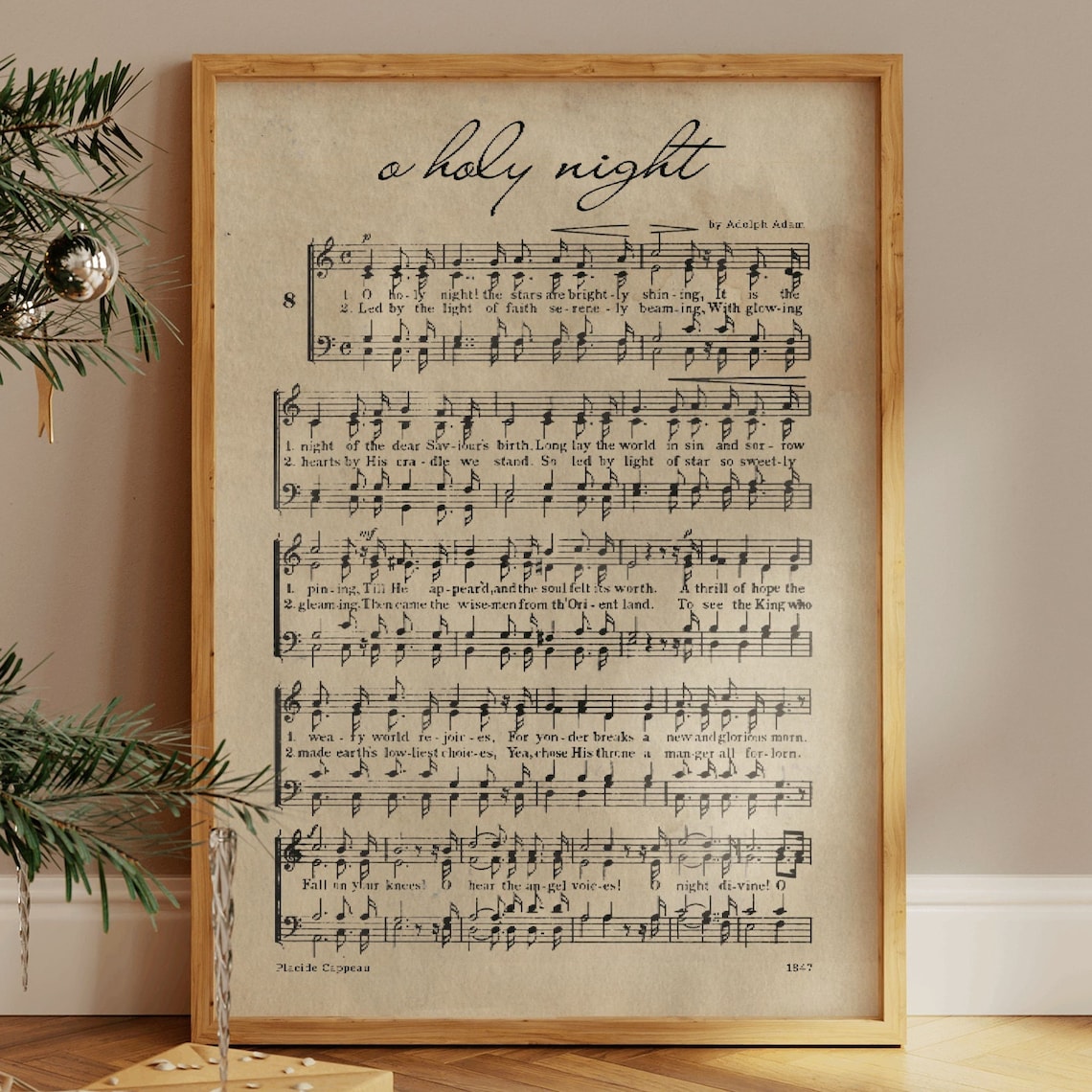 O Holy Night Vintage Christmas Song Wall Art Print
