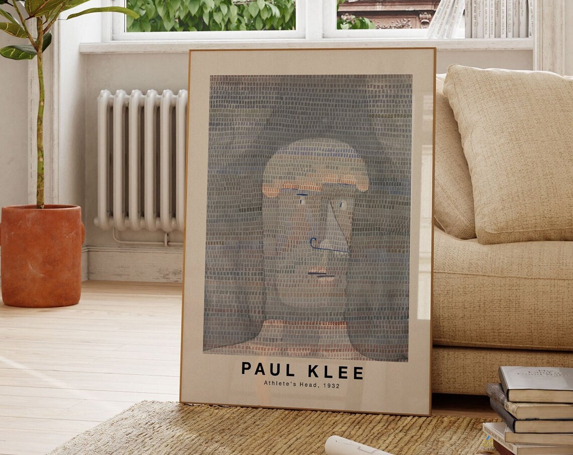 Paul Klee Athletes Head 1932 Pointillist Portrait Mosaic Art Poster
