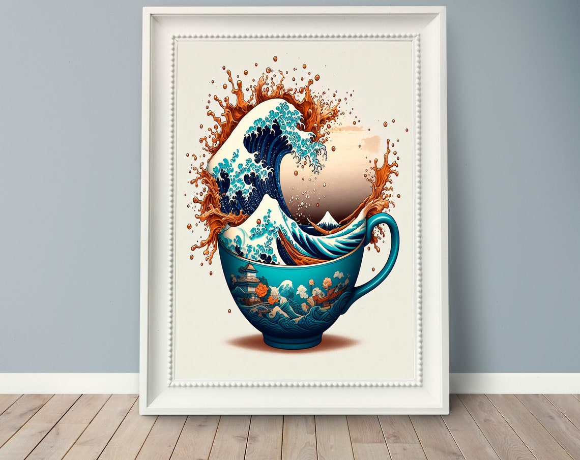 Hokusai Great Wave Coffee Cup Splash Caffeine Lover Wall Art