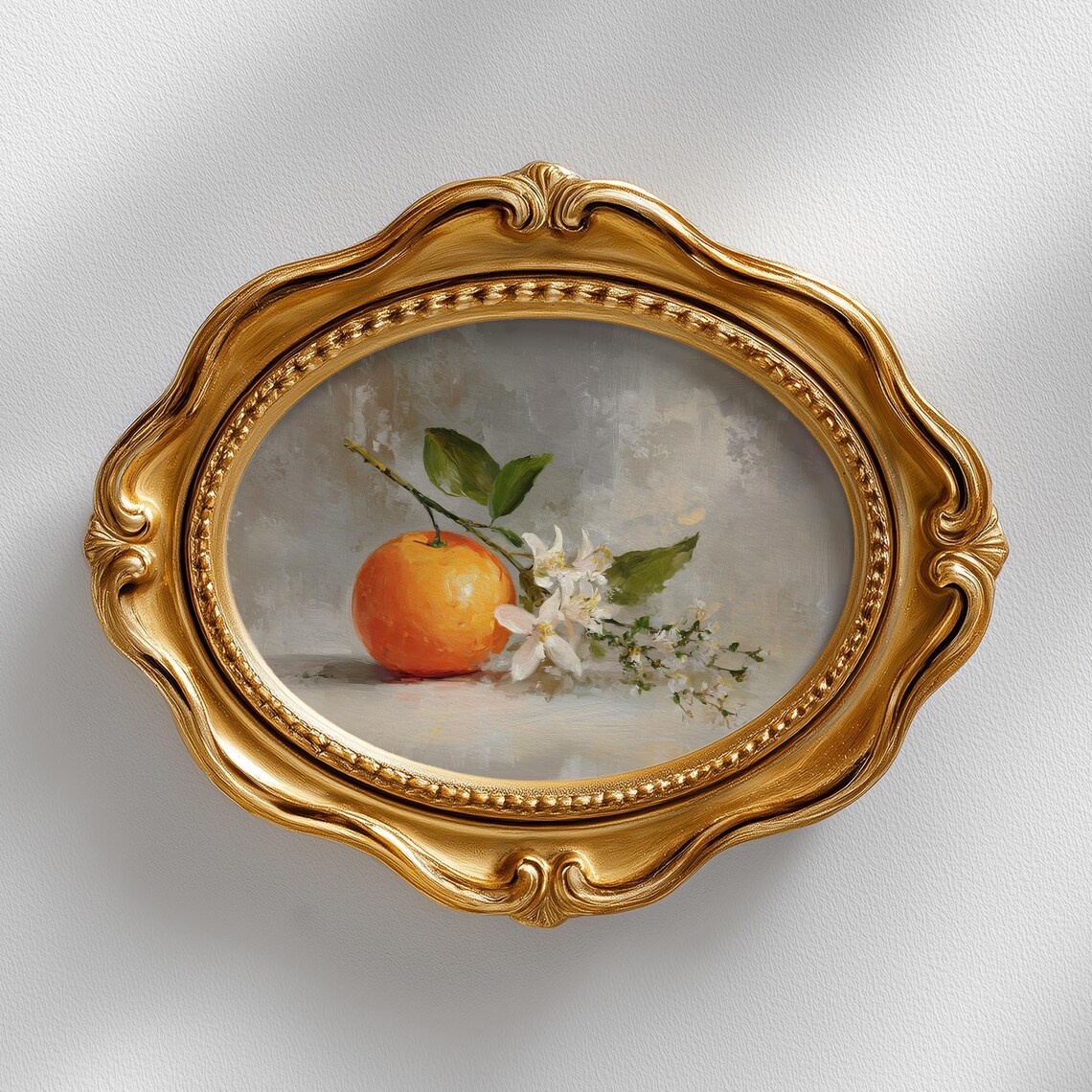 Orange Citrus Still Life Blossom Branch Classic Oval Kitchen Art Poster