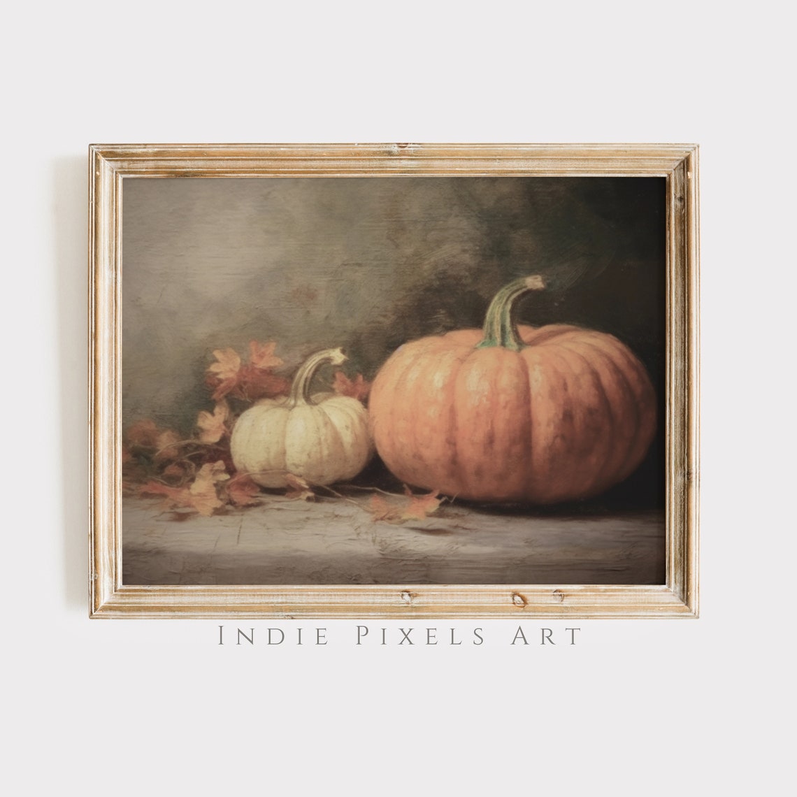 Moody Pumpkin Still Life Orange White Pumpkins Vintage Fall Poster