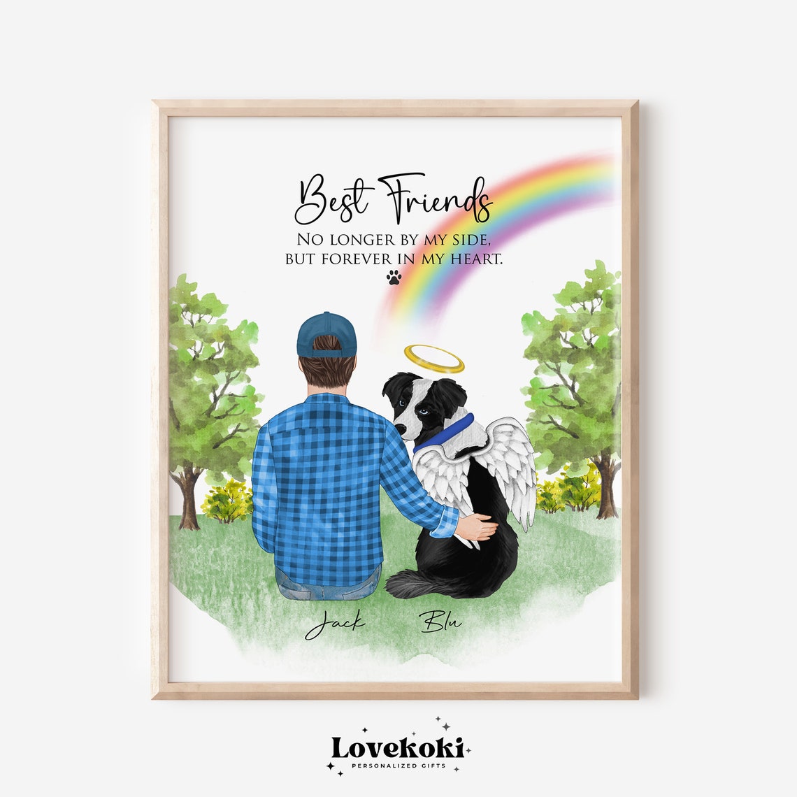 Best Friends No Longer by My Side Rainbow Bridge Dog Memorial Poster