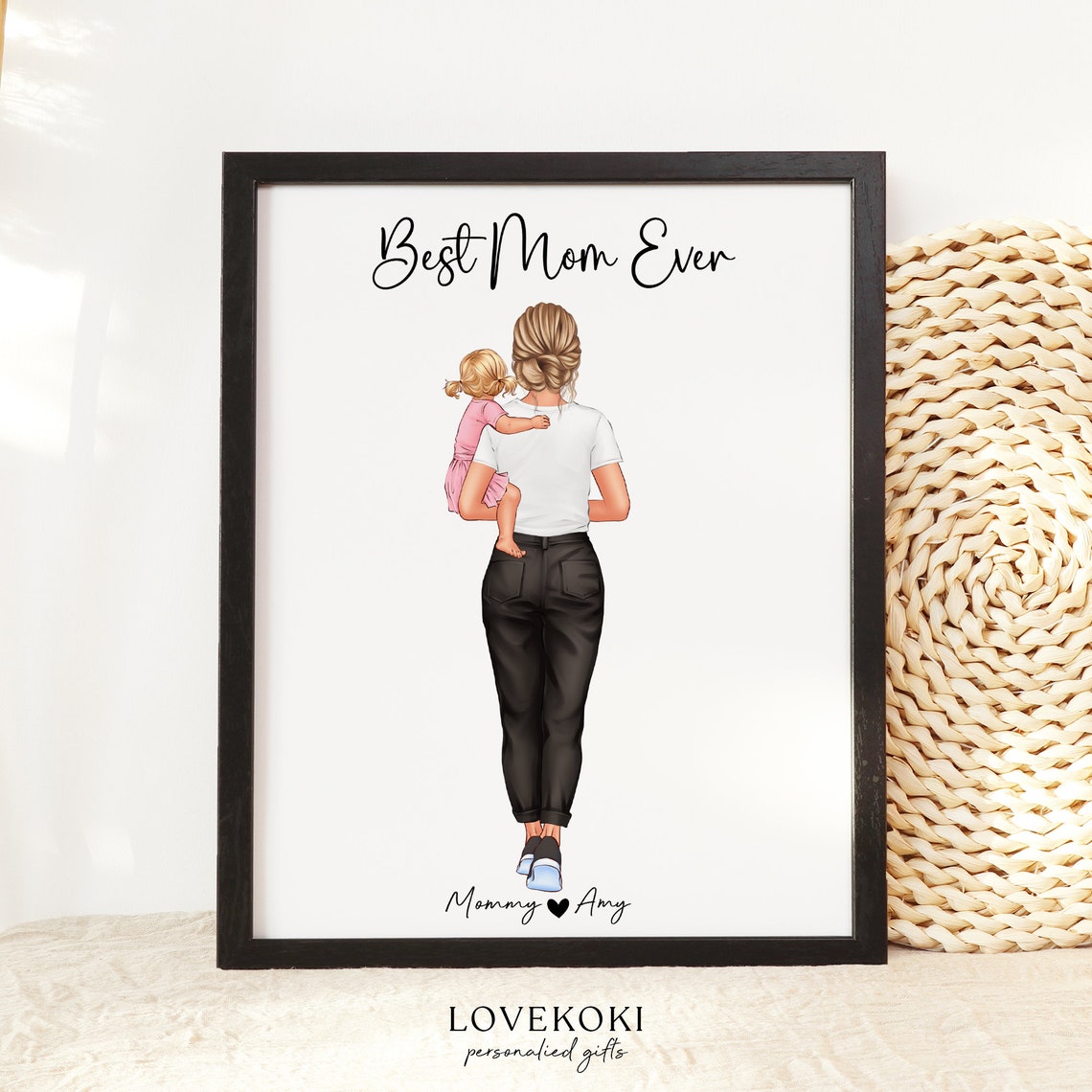 Best Mom Ever Mother Carrying Toddler Watercolor Keepsake Poster