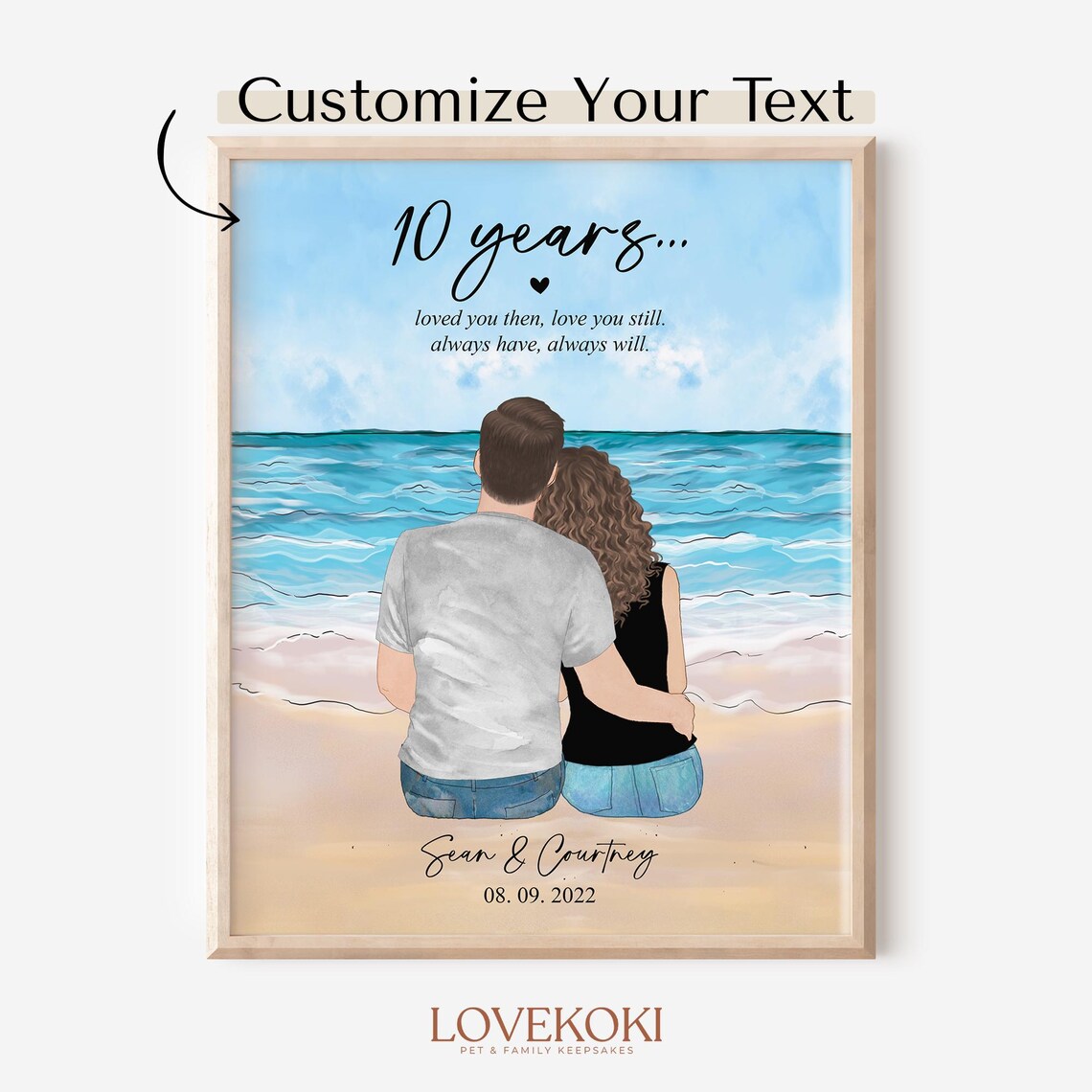 10 Years Beach Couple Loved You Then Love You Still Gift Poster