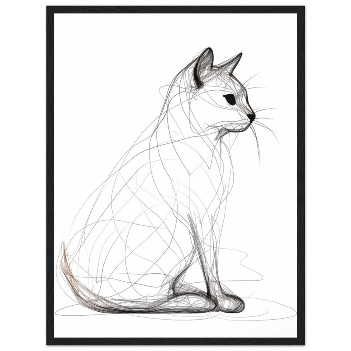 Minimalist Line Art Cat Sitting Elegant Feline Drawing Print Cat Lover Art - Image 3