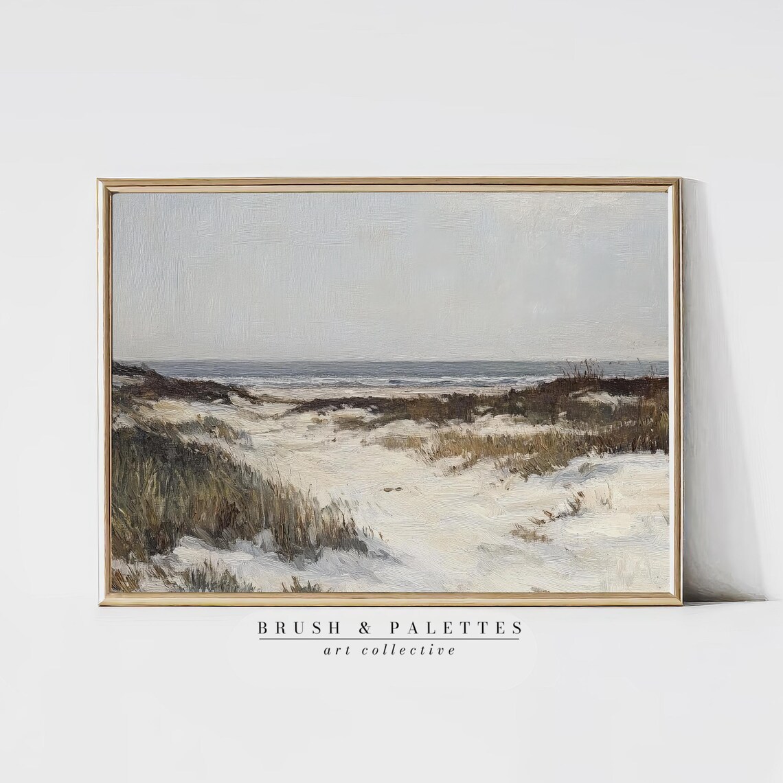 Sandy Dune Path To Calm Sea Winter Coastal Landscape Painting Poster