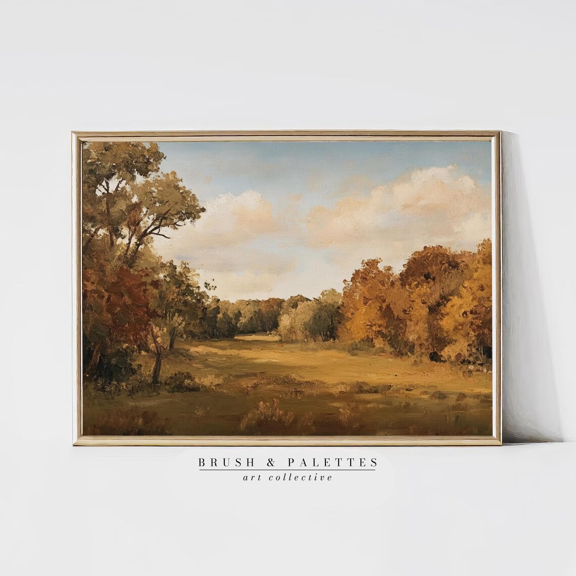 Autumn Woodland Golden Trees Sunlit Meadow Fall Landscape Art Poster