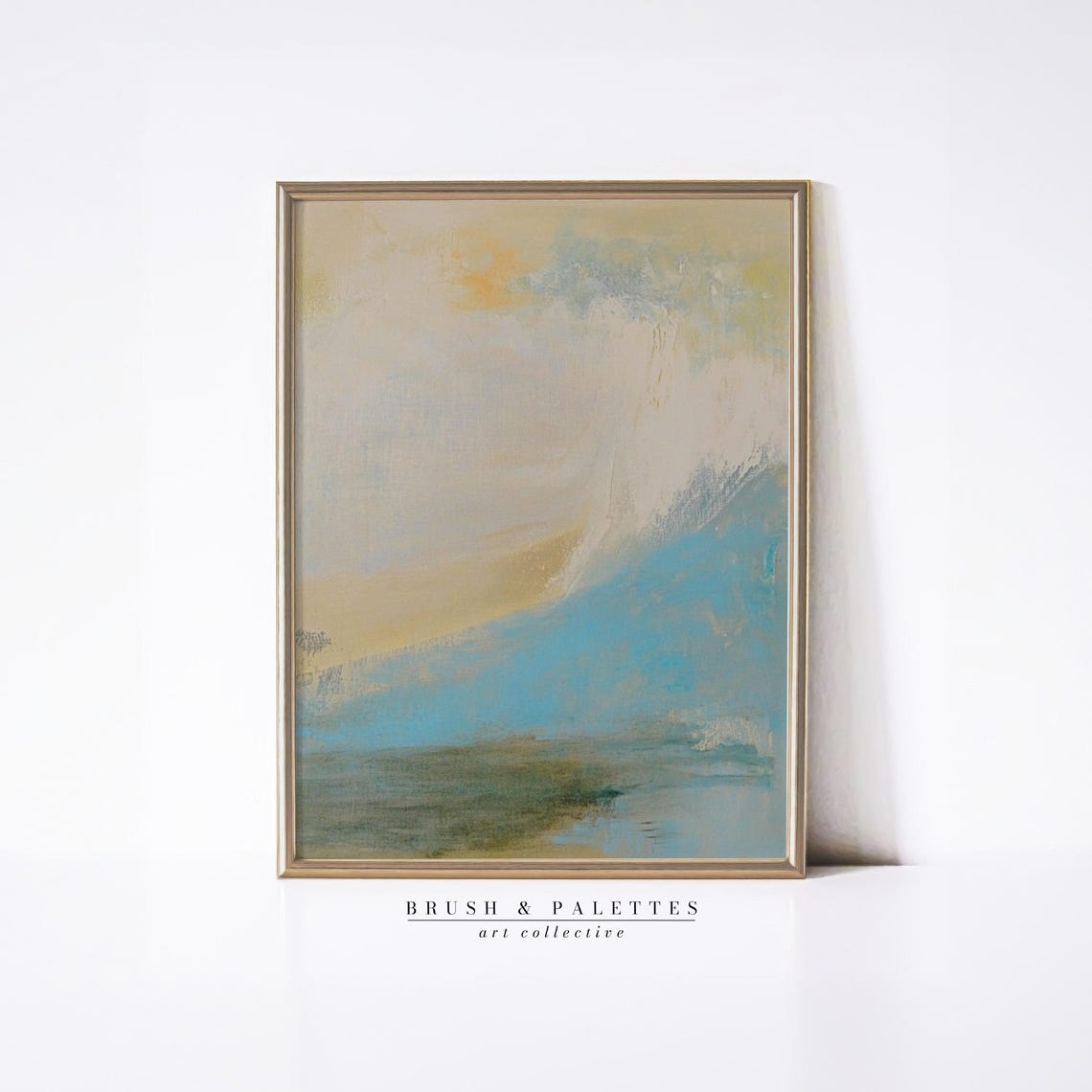 Soft Beige Turquoise Abstract Wash Beach Inspired Art Poster