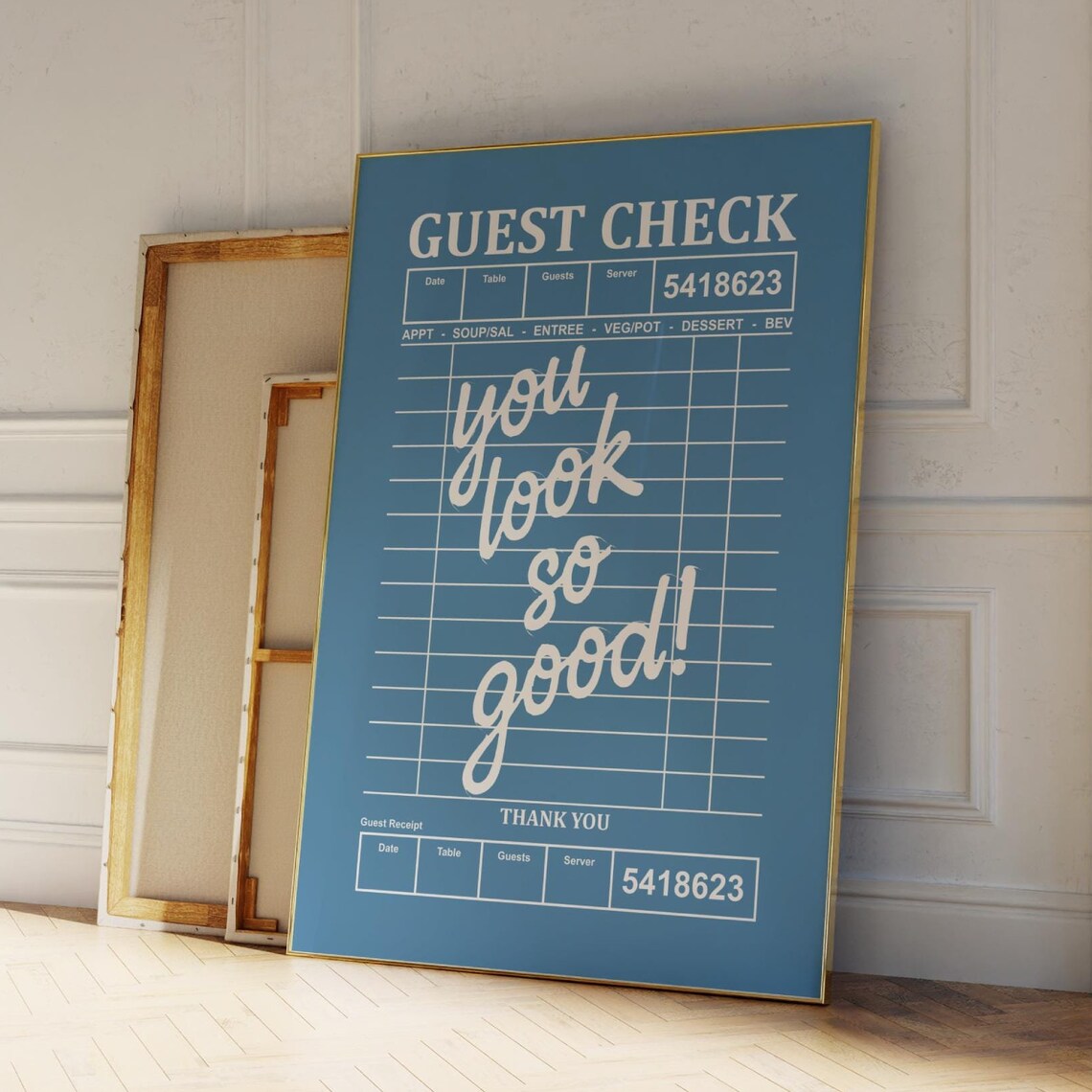 Guest Check Poster Print, Trendy Bar Cart Decor