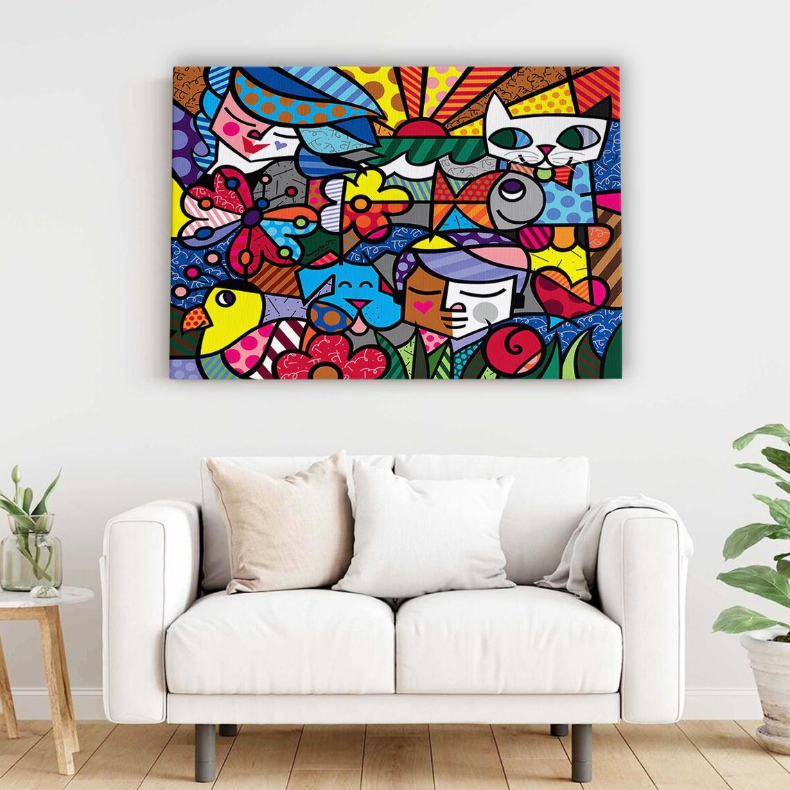Colorful Pop Art Animals People Flowers Joyful Abstract Happy Poster