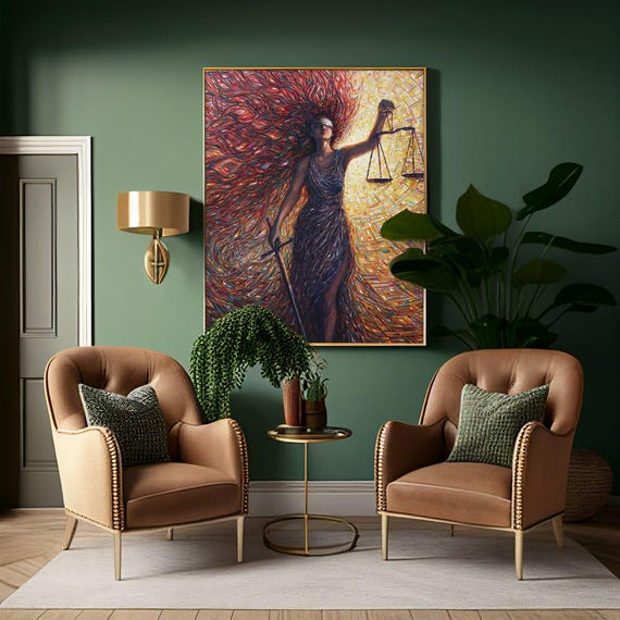 Woman Law And Justice Finding Balance Amidst The Chaos Canvas Art Workplace Decor Walls Photography Wall Artscales Of