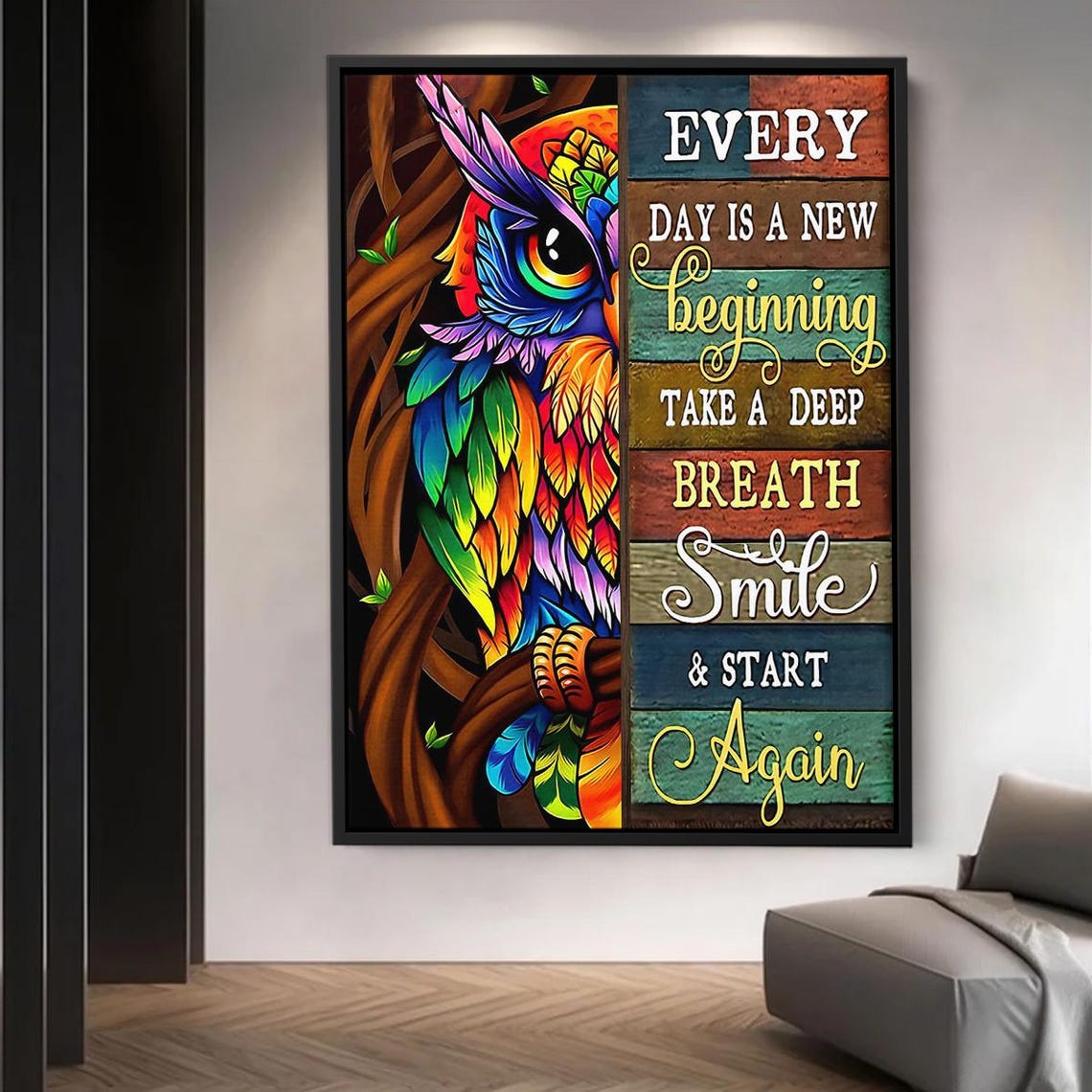 Colorful Owl Every Day Is A New Beginning Motivational Poster