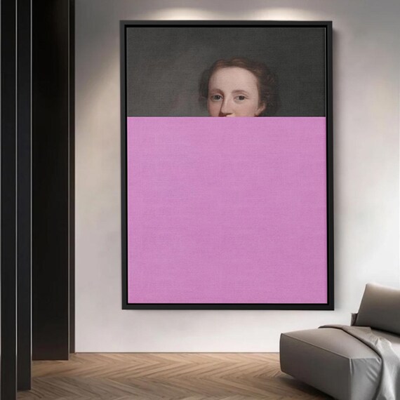 Modern Color Block Over Classical Portrait Contemporary Art Print Colorful Wall Minimalist Decor
