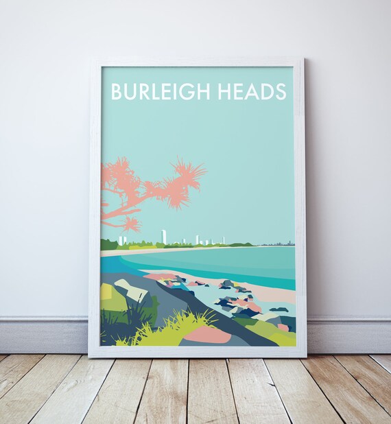 Burleigh Heads Gold Coast Beach Queensland Travel Poster