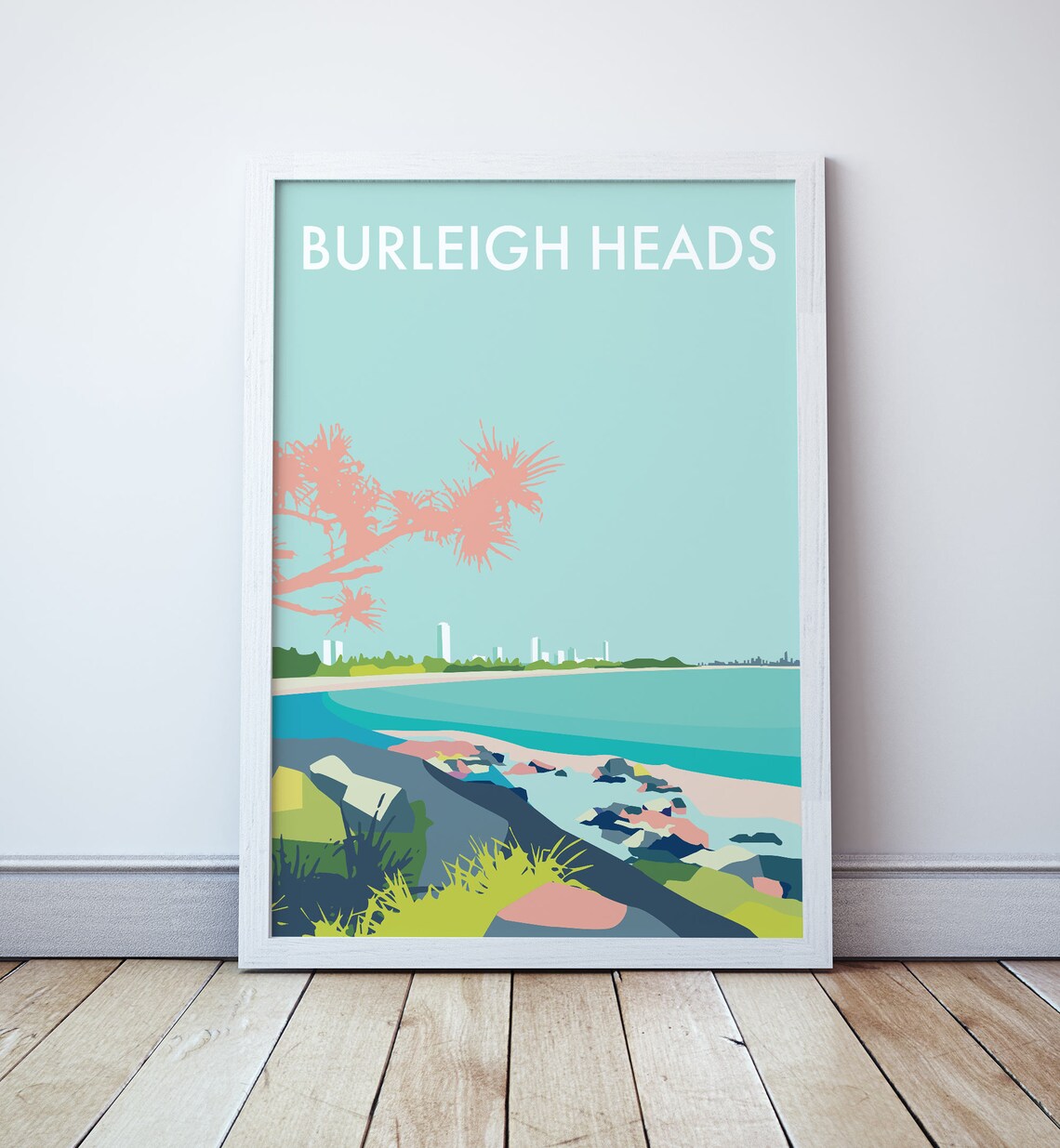 Burleigh Heads Gold Coast Beach Queensland Travel Poster