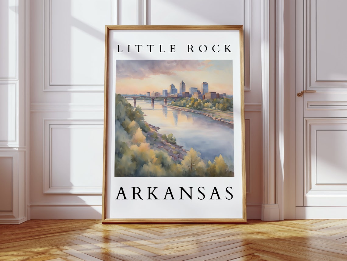 Little Rock Arkansas Skyline Watercolor Print Art Southern Decor Cityscape Wall Landscape