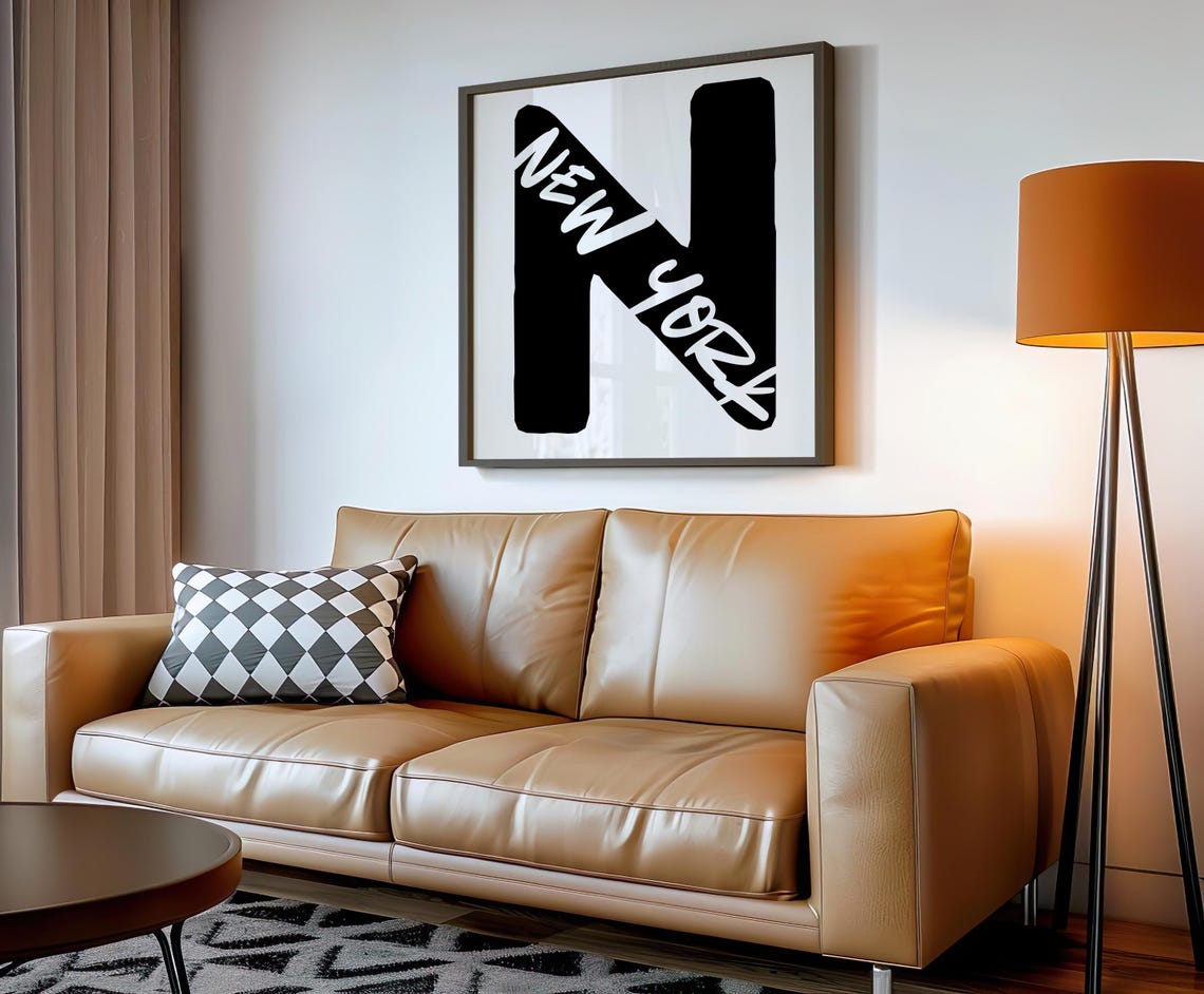 New York Bold Black Brush Letter N Typography City Pride Poster