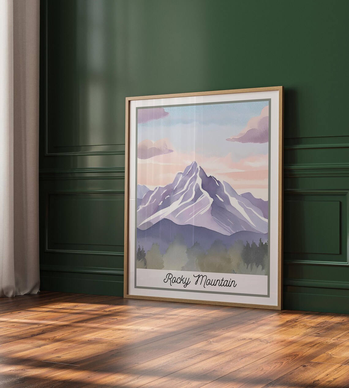 Rocky Mountain National Park Snow Peak Pastel Watercolor Poster