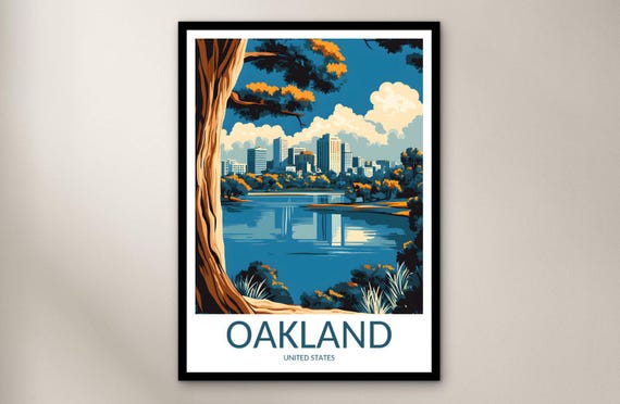Oakland Travel Poster Wall Art Print United States Home Decor Gift North America Illustration