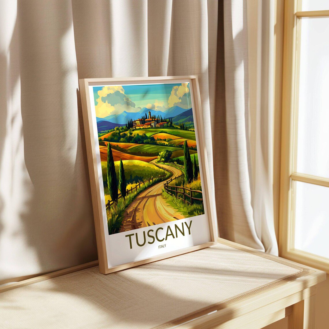 Tuscany Italy Rolling Hills Cypress Road Vintage Travel Poster - Image 4