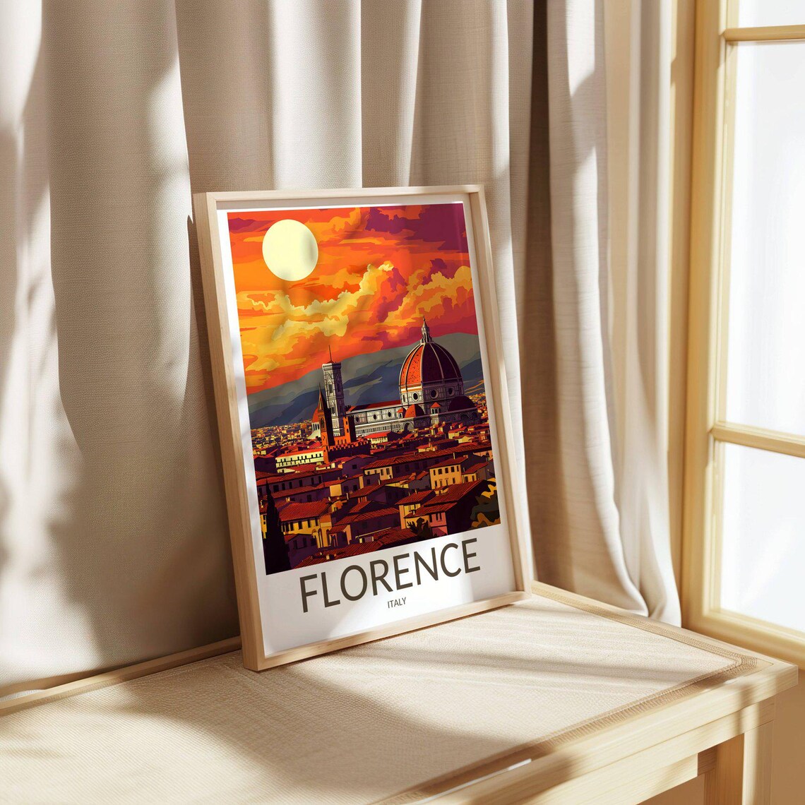 Florence Italy Duomo Cathedral Sunset Old City Travel Poster - Image 4
