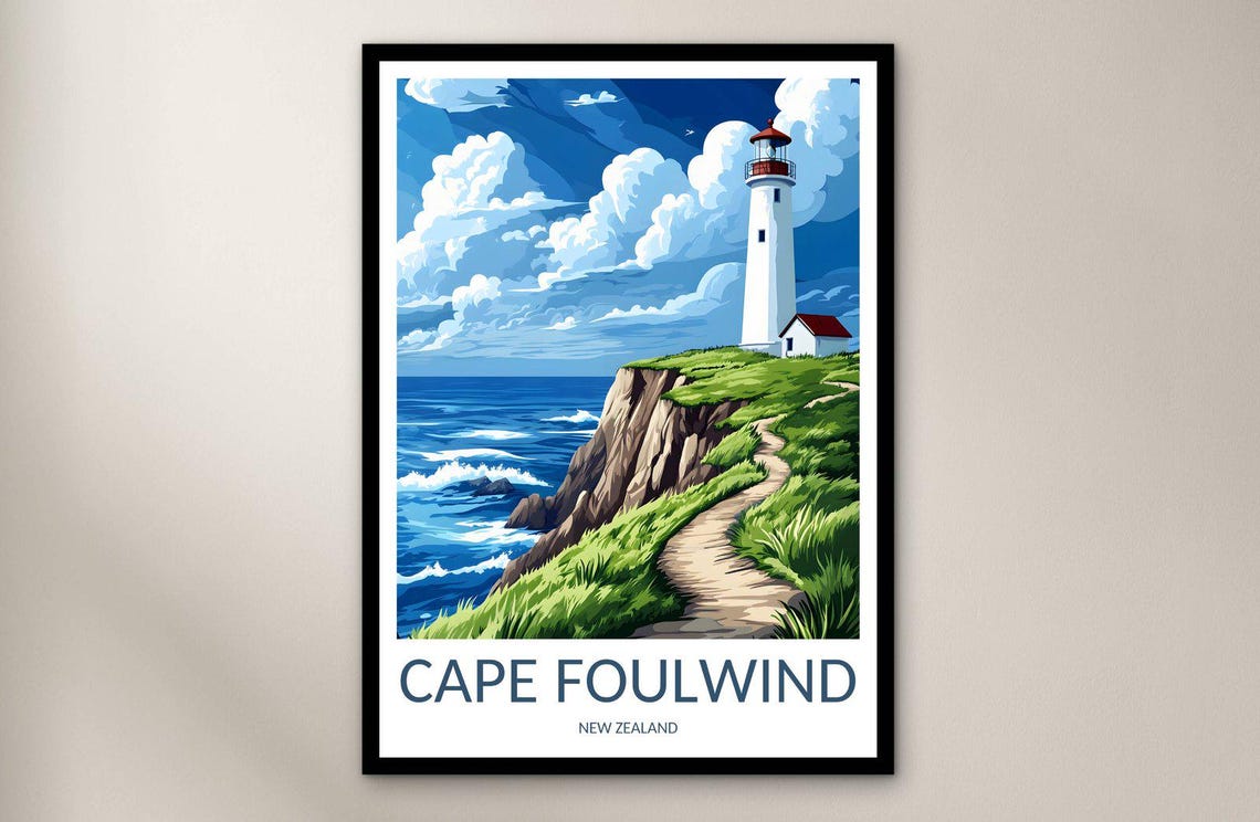 Cape Foulwind New Zealand Lighthouse Cliff Path Scenic Poster