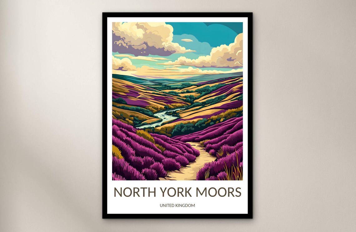 North York Moors United Kingdom Heather Moorland Trail Poster
