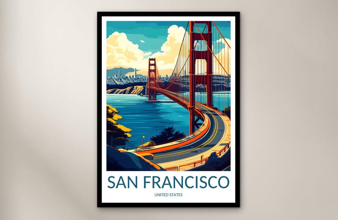 San Francisco Golden Gate Bridge Bay Skyline California City Poster