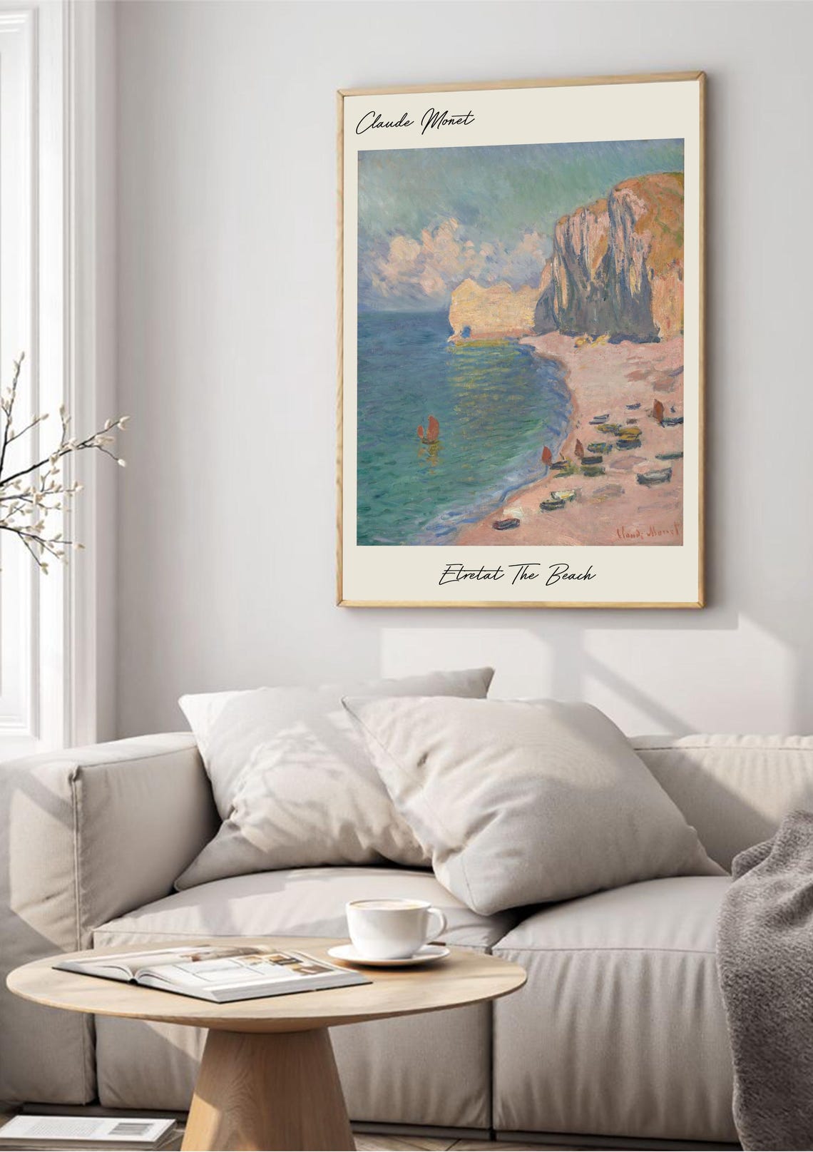 Claude Monet Etretat Beach Vintage Painting, Coastal Scene - Image 4