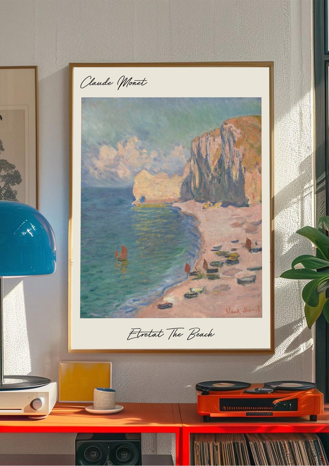 Claude Monet Etretat Beach Vintage Painting, Coastal Scene - Image 5