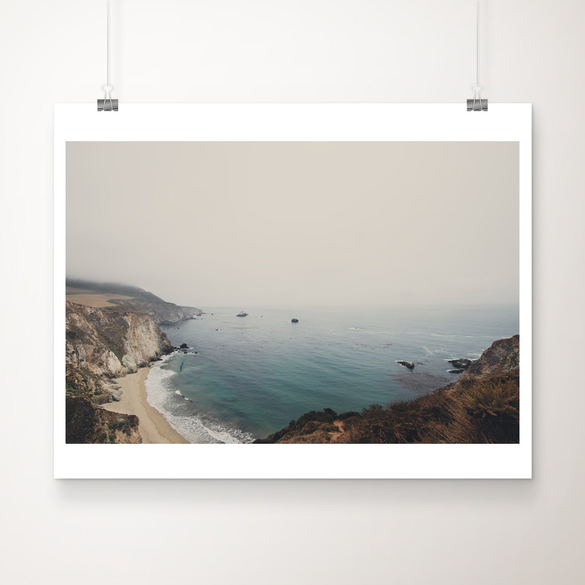 Foggy Big Sur California Coastline Cliffs Ocean Photo Poster
