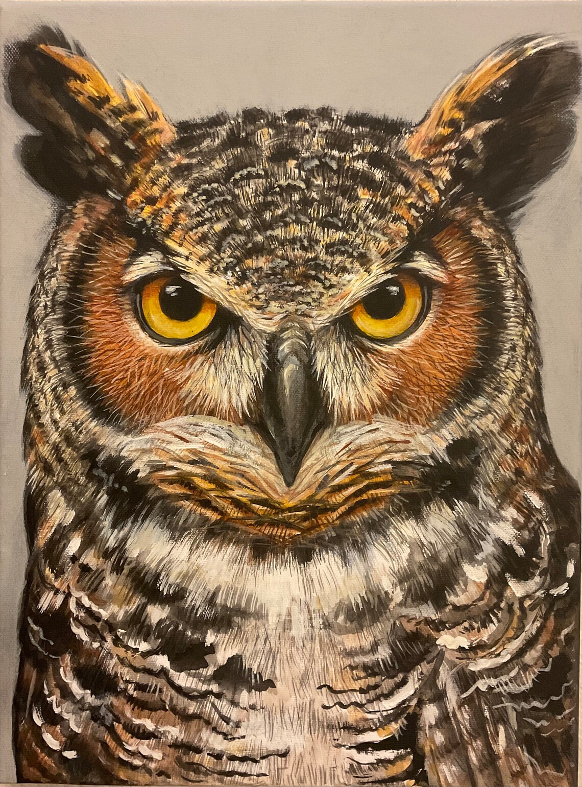 Great Horned Owl Original Acrylic Painting Art Print - Image 4