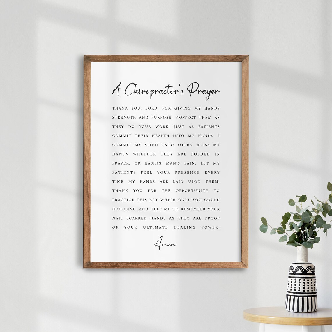 A Chiropractors Prayer Minimalist Art Print